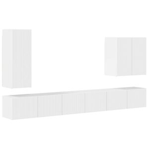 vidaXL TV Wall Cabinet Set Wall-mounted 6 pcs High Gloss White