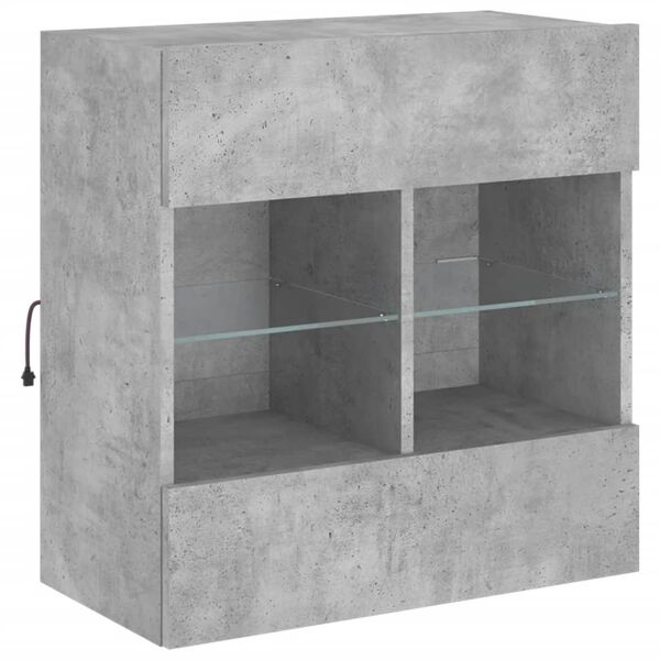 vidaXL TV Wall Cabinet with LED Lights Concrete Grey 58.5x30x60.5 cm