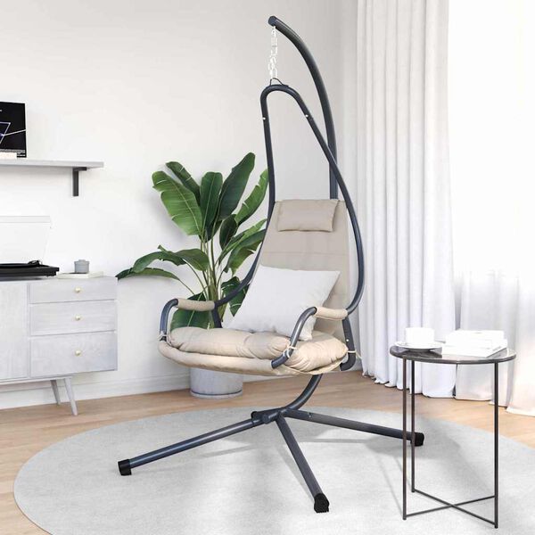 vidaXL Hanging Egg Chair Folding Taupe 94 x 107 x 196.5 cm Steel