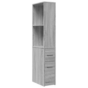 vidaXL Narrow Bathroom Cupboard with Wheels Grey Sonoma Engineered Wood