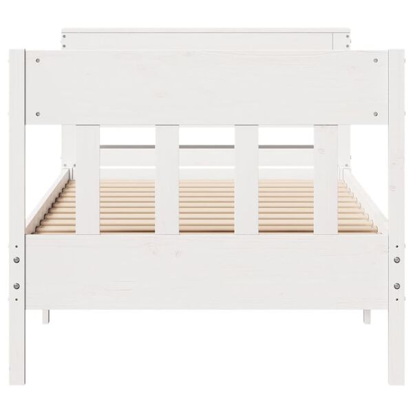vidaXL Bed Frame without Mattress White 90x190 cm Single Solid Wood Pine