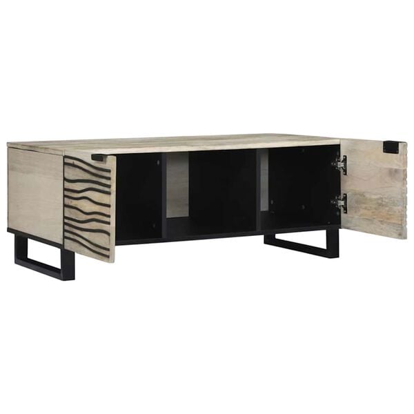 vidaXL Coffee Table Beige and Black 100 x 54 x 40 cm Solid Acacia wood