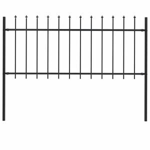 vidaXL Garden Fence with Spear Top Steel 181x80 cm Black