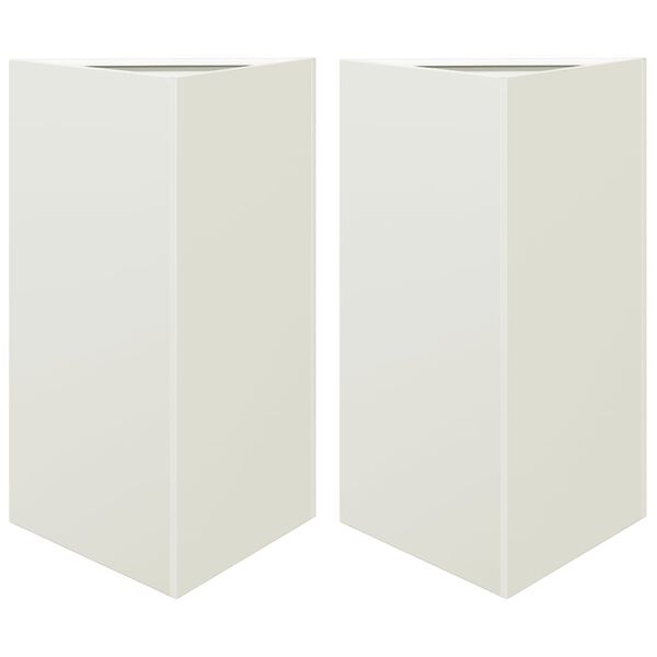 vidaXL Garden Planters 2 pcs White Triangular 50x43x75 cm Steel