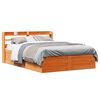 vidaXL Bed Frame with Headboard Wax Brown 140x200 cm Solid Wood Pine