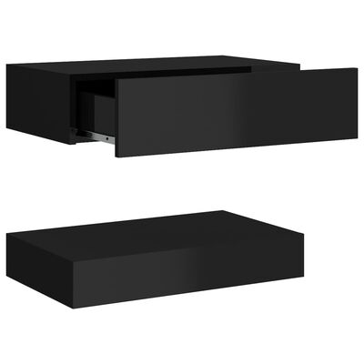 vidaXL TV Cabinet with LED Lights High Gloss Black 60x35 cm