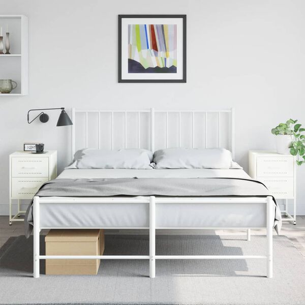 vidaXL Bedside Cabinets 2 pcs White 36x39x60.5 cm Steel