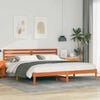 vidaXL Bed Frame with Headboard Wax Brown 200 x 200 cm Solid Pine Wood
