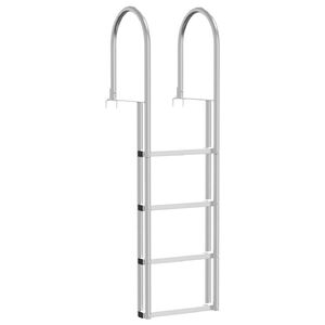 vidaXL 4-Step Dock Ladder Silver 45 &times;11.5 &times;162 cm Aluminum