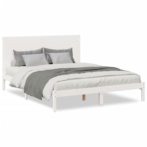 vidaXL Extra Long Bed Frame without Mattress White 160x220 cm Solid Wood