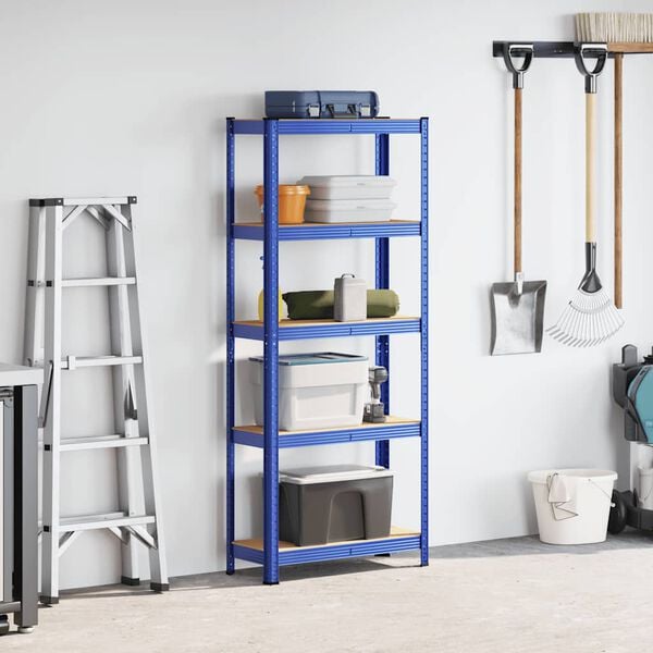 vidaXL 5-Layer Storage Shelf Blue Steel&Engineered Wood