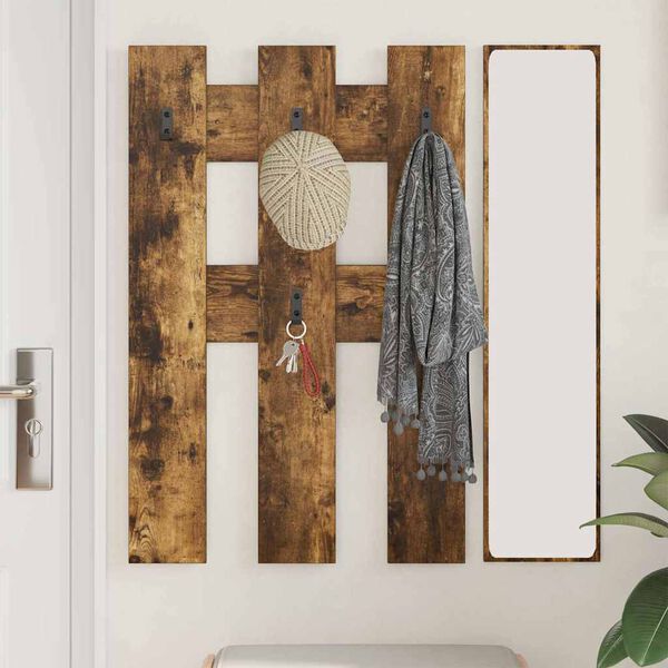 vidaXL Wall-Mounted Coat Rack Wall-mounted Smoked oak 65 x 3 x 100 cm