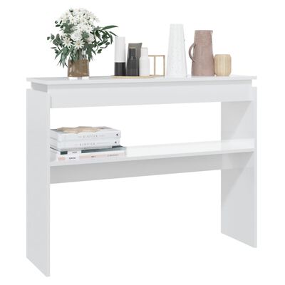vidaXL Console Table High Gloss White 102x30x80 cm Engineered Wood