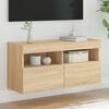 vidaXL TV Wall Cabinet with LED Lights Sonoma Oak 80x30x40 cm