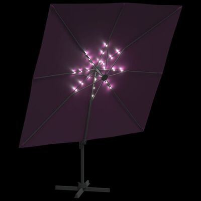 vidaXL LED Cantilever Umbrella Bordeaux Red 400x300 cm