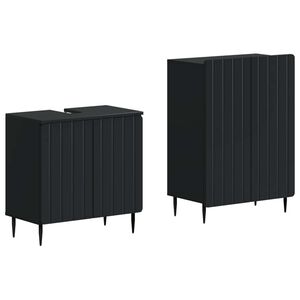 vidaXL 2 Piece Bathroom Cabinet Set ZWOLLE Black Engineered Wood