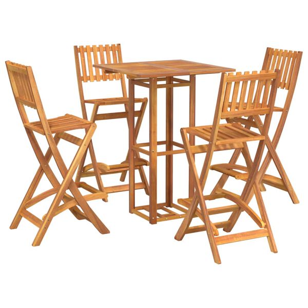 vidaXL 5 Piece Outdoor Bar Set Solid Wood Acacia