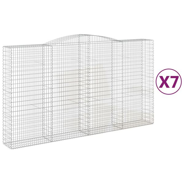 vidaXL Arched Gabion Baskets 7 pcs 400x50x220/240 cm Galvanised Iron