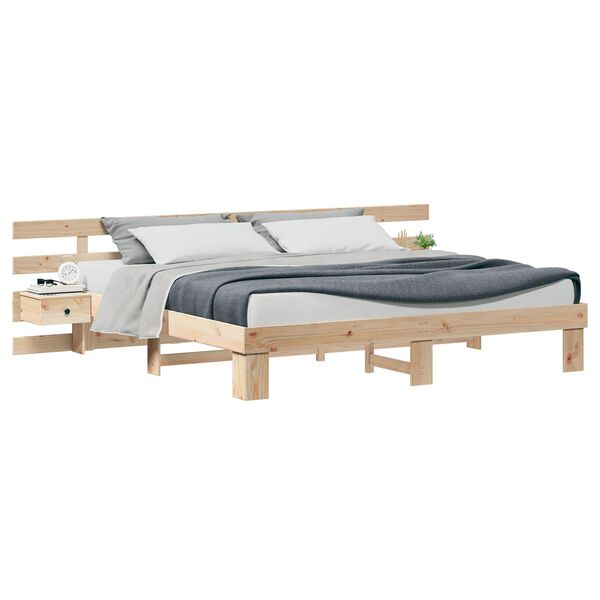vidaXL Bed Frame with Headboard Brown 180 x 200 cm Solid Pine Wood