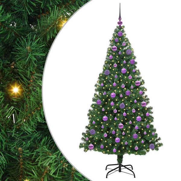 vidaXL Artificial Christmas Tree with 300 LEDs with Stand Green 180 cm
