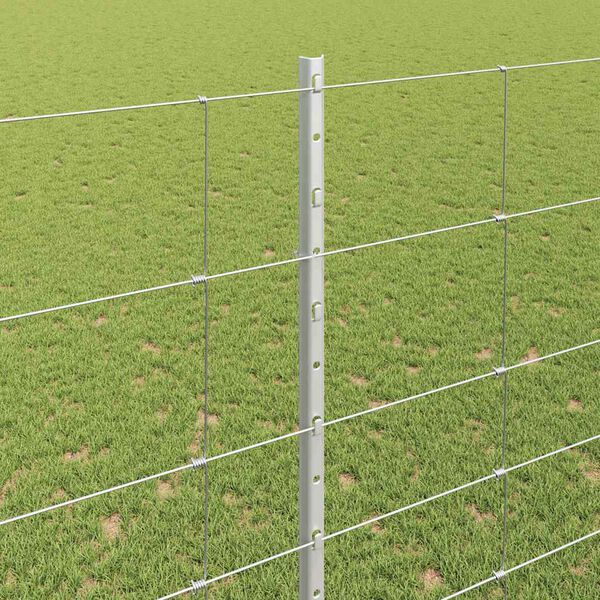 vidaXL Fence with Post Silver 1.6 x 25 m Steel