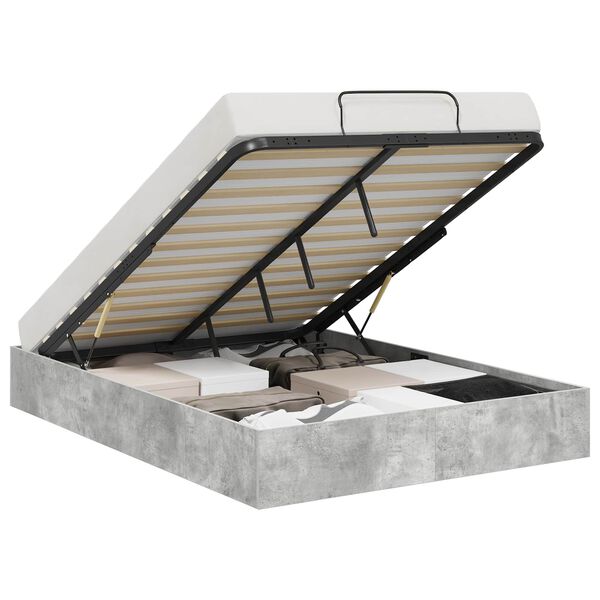 vidaXL Ottoman Bed Frame Concrete Grey 140 x 200 cm Engineered Wood