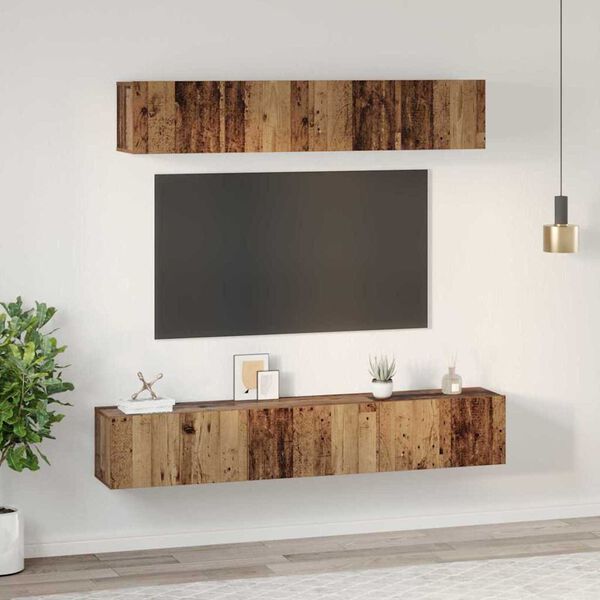 vidaXL TV Cabinet Set Wall-mounted 5 pcs Old Wood Engineered Wood
