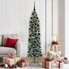 vidaXL Artificial Slim Christmas Tree Green and White 180 cm
