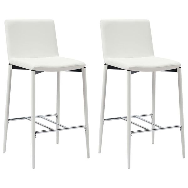 vidaXL Bar Stools 2 pcs White Faux Leather