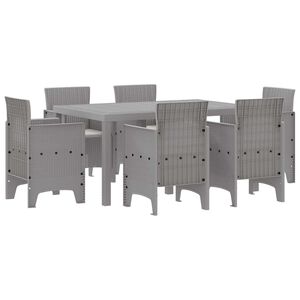 vidaXL Garden Dining Set 7 pcs Light Grey Polt rattan