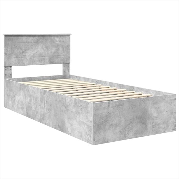 vidaXL Bed Frame Concrete Grey 75 x 190 cm Engineered Wood