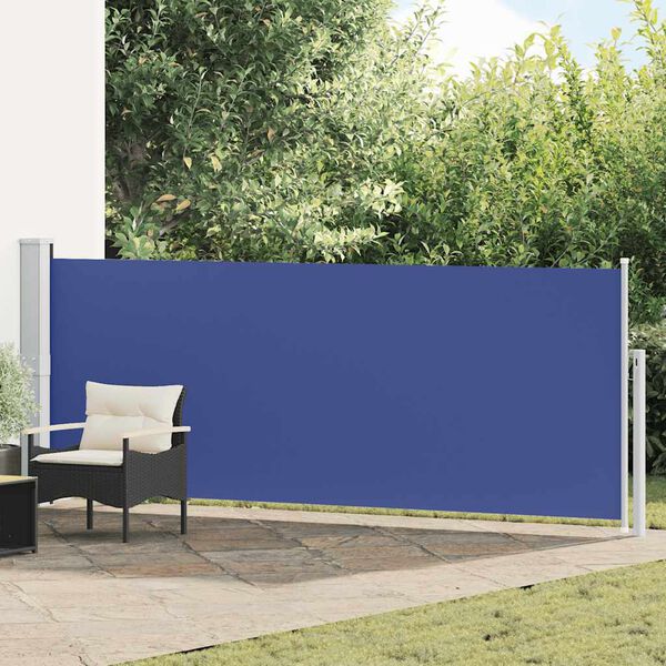 vidaXL Patio Retractable Side Awning 140x500 cm Blue
