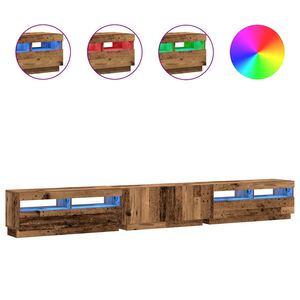 vidaXL TV Cabinet with LED Lights Old Wood 300x35x40 cm Engineered Wood