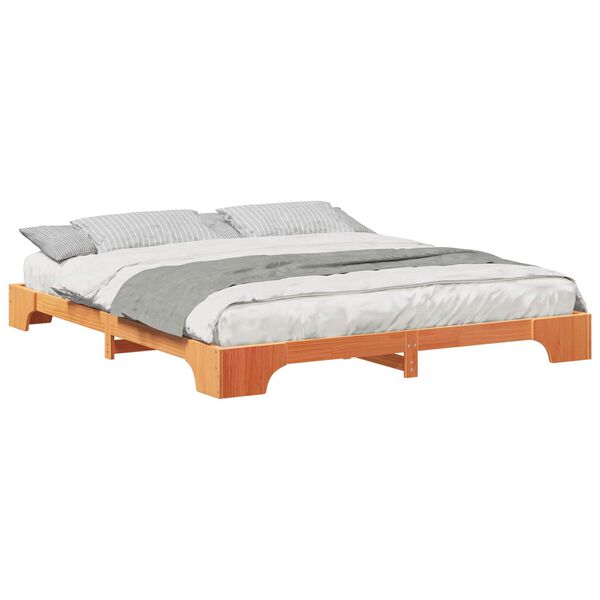 vidaXL Bed Frame Brown 200 x 210 cm Solid Pine Wood