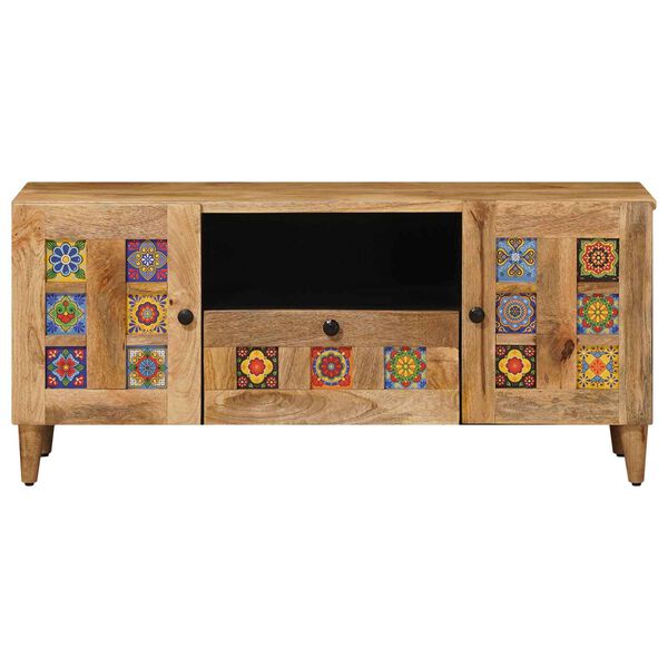 vidaXL TV Cabinet Natural 105 x 33.5 x 46 cm Solid Mango Wood