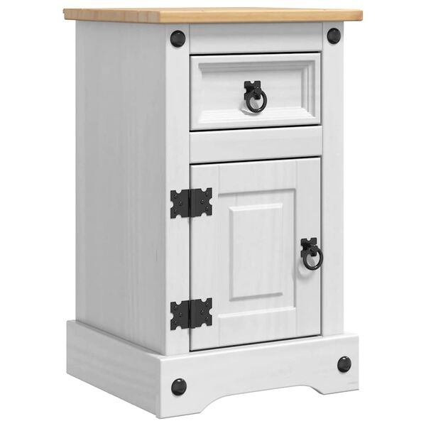 vidaXL Bedside Table White 35 x 32.5 x 58 cm Solid Pine Wood