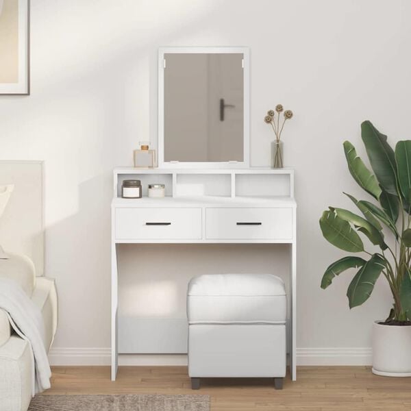 vidaXL Dressing Table White 79 x 41 x 140 cm Engineered Wood