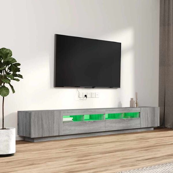 vidaXL 3 Piece TV Cabinet Set with LED Lights Grey Sonoma Engineered Wood