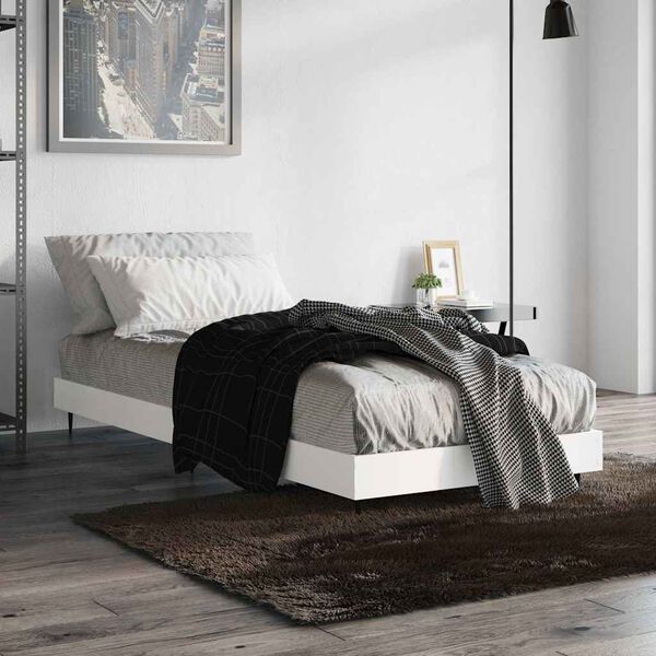 vidaXL Bed Frame without Mattress White 75x190 cm Small Single Engineered Wood