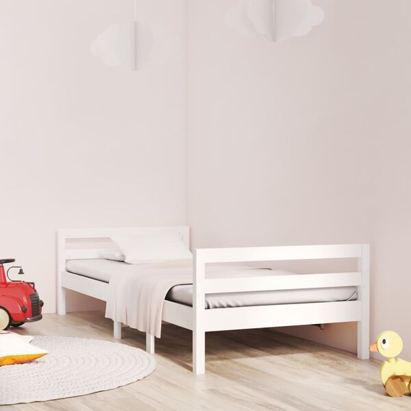 vidaXL Bed Frame without Mattress White 75x190 cm Small Single Solid Wood Pine
