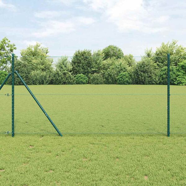 vidaXL Fence Post Green 10 x 1 m (13 mm mesh) Steel and PVC