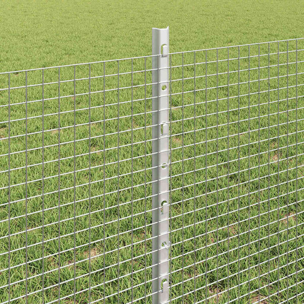 vidaXL Fence with Post Silver 0.6 x 10 m Steel
