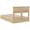 vidaXL Storage Bed with Drawer Sonoma Oak 135 x 190 cm Engineered Wood