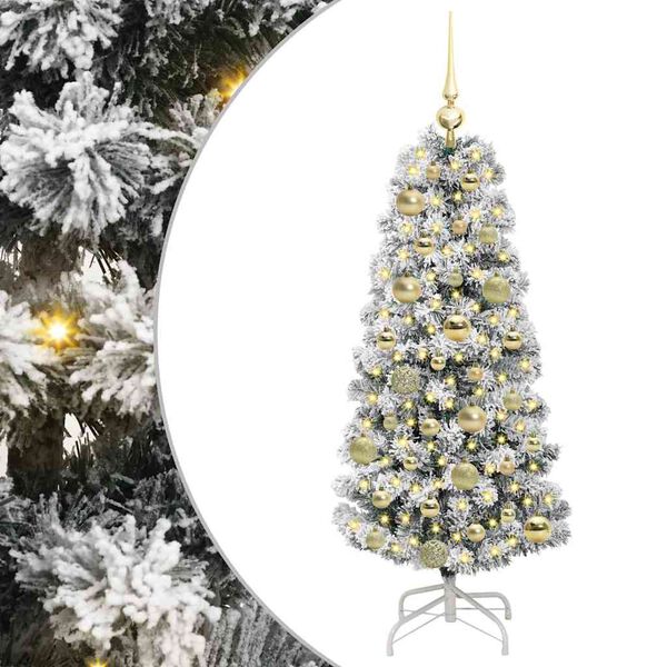 vidaXL Artificial Hinged Christmas Tree Green and White 120 cm