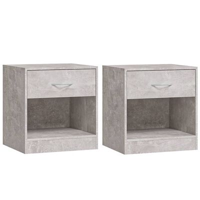 vidaXL Bedside Cabinets 2 pcs with Drawer Concrete Grey