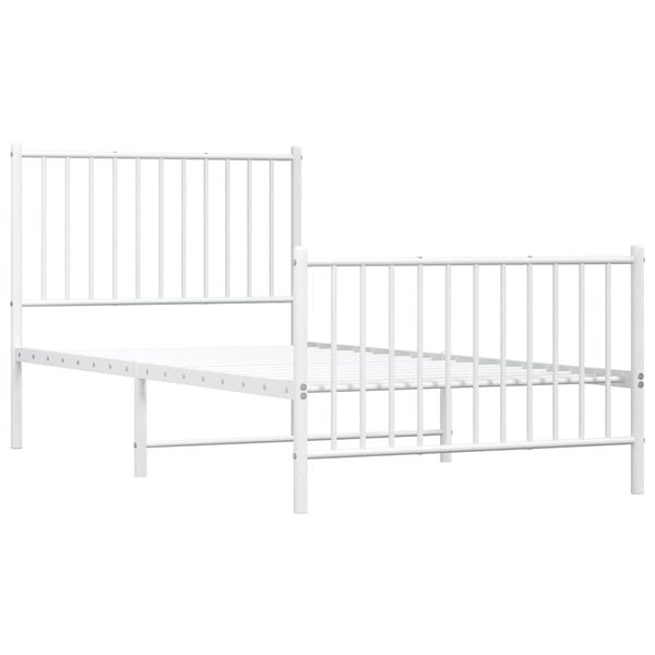 vidaXL Metal Bed Frame without Mattress with Footboard White 90x190cm