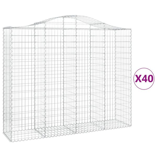 vidaXL Arched Gabion Baskets 40 pcs 200x50x160/180 cm Galvanised Iron