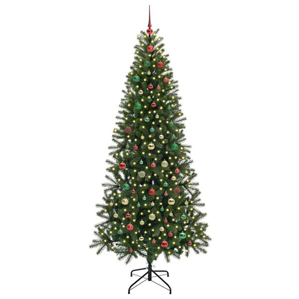 vidaXL Artificial Christmas Tree with 300 LEDs Green 210 cm PE and PVC