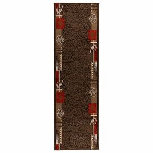 vidaXL Runner Rug FLORNES Woven Brown Leaves 67 x 150 cm PP 7 mm