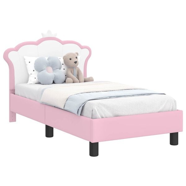 vidaXL Toddler Bed Frame with Headboard Pink 70 x 140 cm PU